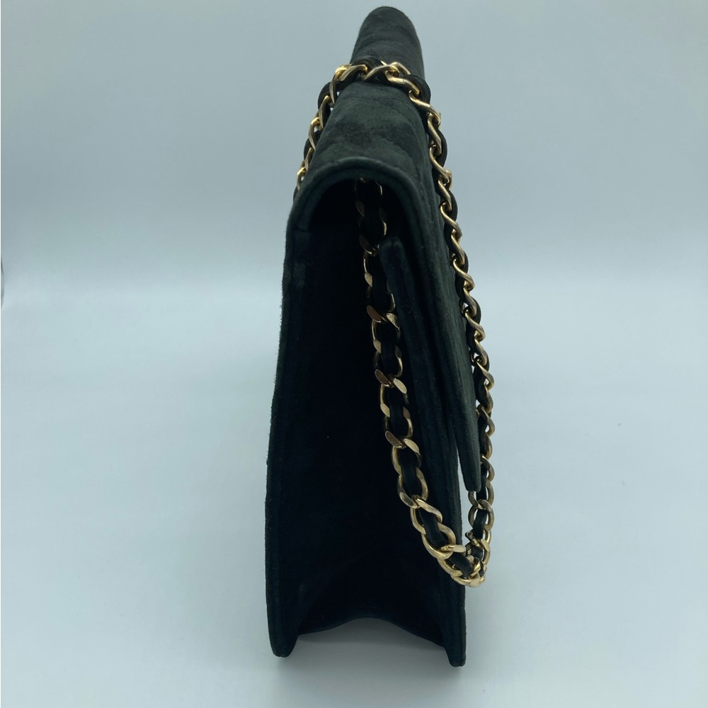 CHANEL QUILTED BLACK GOLD MATELASSE CC SUEDE SINGLE FLAP SHOULDER BAG WITH COA - Picture 12 of 15